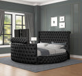 Maya Modern Style Crystal Tufted Queen Bed Made With Wood In Black Box Spring Not Required Twin Xl Black Wood Bedroom Modern Slat Beds Upholstered Velvet Wood