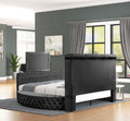 Maya Crystal Tufted Queen 5 Pc Vanity Bedroom Set Made With Wood In Black Box Spring Not Required Queen Black Wood 5 Piece Set Bedroom Modern Upholstered Velvet Tufted Wood
