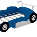 Full Size Race Car Shaped Platform Bed With Wheels,Blue Blue Plywood