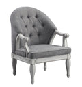 Florian Chair, Gray Fabric & Antique White Finish Lv02121 Gray Fabric