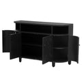 Curved Design Storage Cabinet Made Of Fraxinus Mandschuric Solid Wood Veneer, Featuring Four Doors And Adjustable Shelves, Suitable For Corridors, Entrances And Study. 3 4 Shelves Black Mdf