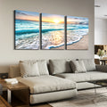 3 Panels Framed Canvas Wall Art Decor,3 Pieces Sea Wave Painting Decoration Painting For Chrismas Gift, Office,Dining Room,Living Room, Bathroom, Bedroom Decor Ready To Hang Rectangle Framed Multicolor Oversized 41In Canvas Nature Scenes