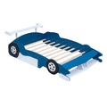 Full Size Race Car Shaped Platform Bed With Wheels,Blue Blue Plywood