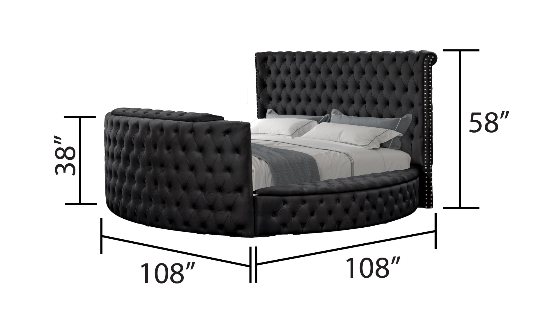 Maya Crystal Tufted Queen 5 Pc Vanity Bedroom Set Made With Wood In Black Box Spring Not Required Queen Black Wood 5 Piece Set Bedroom Modern Upholstered Velvet Tufted Wood