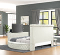 Maya Modern Style Crystal Tufted King Bed Made With Wood In Cream Box Spring Not Required King Cream Wood Bedroom Contemporary,Modern Slat Beds Upholstered Velvet Wood