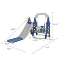 Kids Swing And Slide Set 3 In 1 Slide With Basketball Hoop For Indoor And Outdoor Activity Center,Blue Gray Blue Gray Hdpe