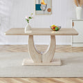 Modern Minimalist Luxury Mdf Rectangular Dining Table With Light Yellow Textured Stickers On The Table. Suitable For Restaurants, Living Rooms, Kitchens, And Study Rooms.F 1280 