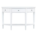 Modern Curved Console Table Sofa Table With 3 Drawers And 1 Shelf For Hallway, Entryway, Living Room White Solid Wood Mdf