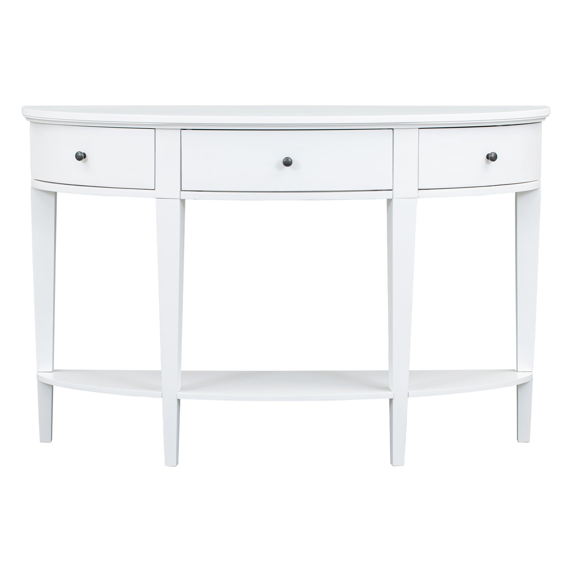 Modern Curved Console Table Sofa Table With 3 Drawers And 1 Shelf For Hallway, Entryway, Living Room White Solid Wood Mdf