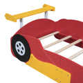 Twin Size Race Car Shaped Platform Bed With Wheels,Red Red Plywood