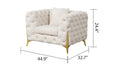 Contempo 3Pc Modern Living Room Set Made With Wood In Cream Cream Wood Primary Living Space Contemporary Faux Fur Wood