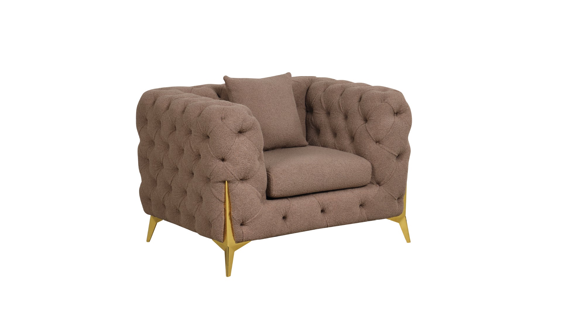 Contempo Modern Style Buckle Fabric Chair Made With Wood In Brown Brown Primary Living Space Contemporary Faux Fur Wood