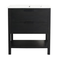 30 Inch Bathroom Vanity With Sink And 2 Soft Close Drawers Bvb01030Bct Bl9075B 2 Black Chestnut 1 Bathroom Freestanding Modern Plywood