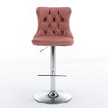 Swivel Velvet Barstools Adjusatble Seat Height From 25 33 Inch, Modern Upholstered Chrome Base Bar Stools With Backs Comfortable Tufted For Home Pub And Kitchen Island, Pink,Set Of 2,1712Pk Pink Dining Room American Design Bar Stools Foam Velvet
