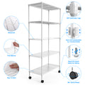 2 Pack 5 Tier Shelf Wire Shelving Unit, Nsf Heavy Duty Wire Shelf Metal Large Storage Shelves Height Adjustable Utility For Garage Kitchen Office Commercial Shelving Steel Layer Shelf White White