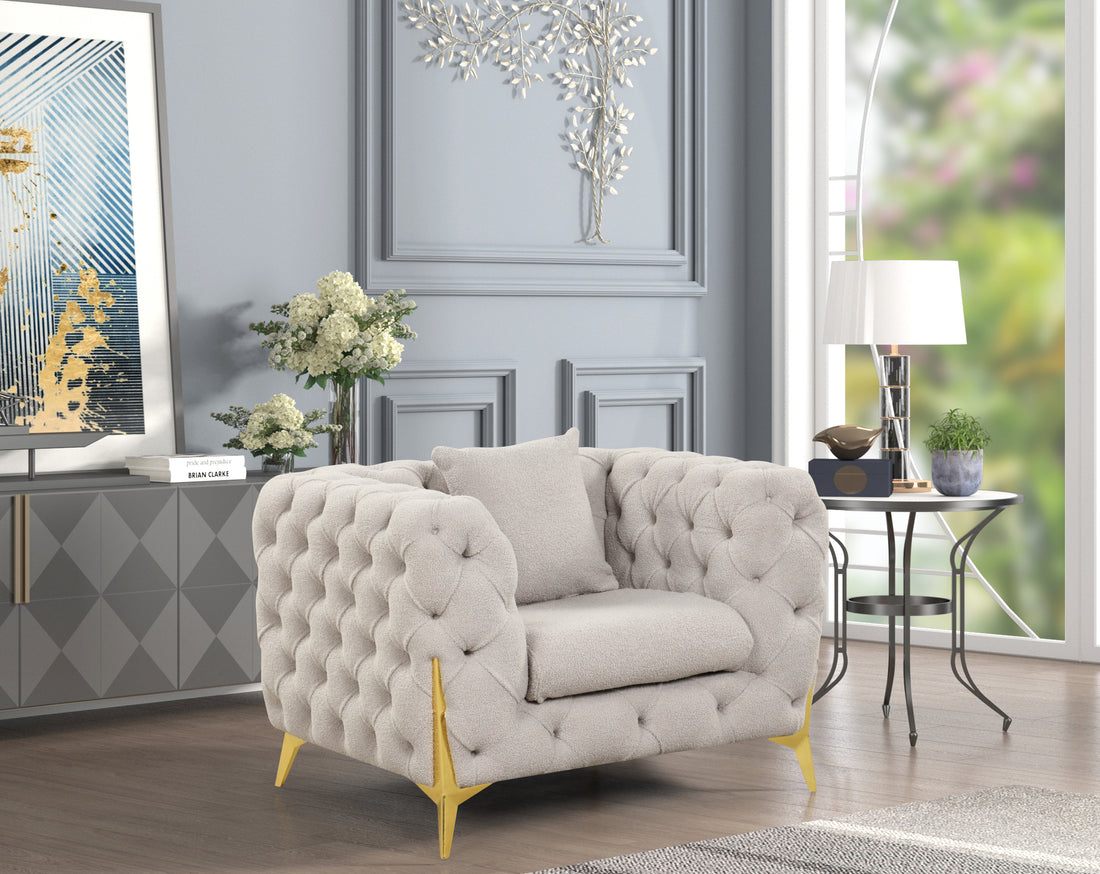 Contempo Modern Style Buckle Fabric Chair Made With Wood In Gray Gray Primary Living Space Contemporary Faux Fur Wood