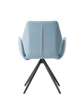 Segismunda Side Chair W Swivel, Light Blue Leather & Black Finish Dn02403 Light Blue Leather