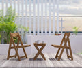 Hips Material Outdoor Bistro Set Foldable Small Table And Chair Set With 2 Chairs And Rectangular Table, Teak Teak Hdpe