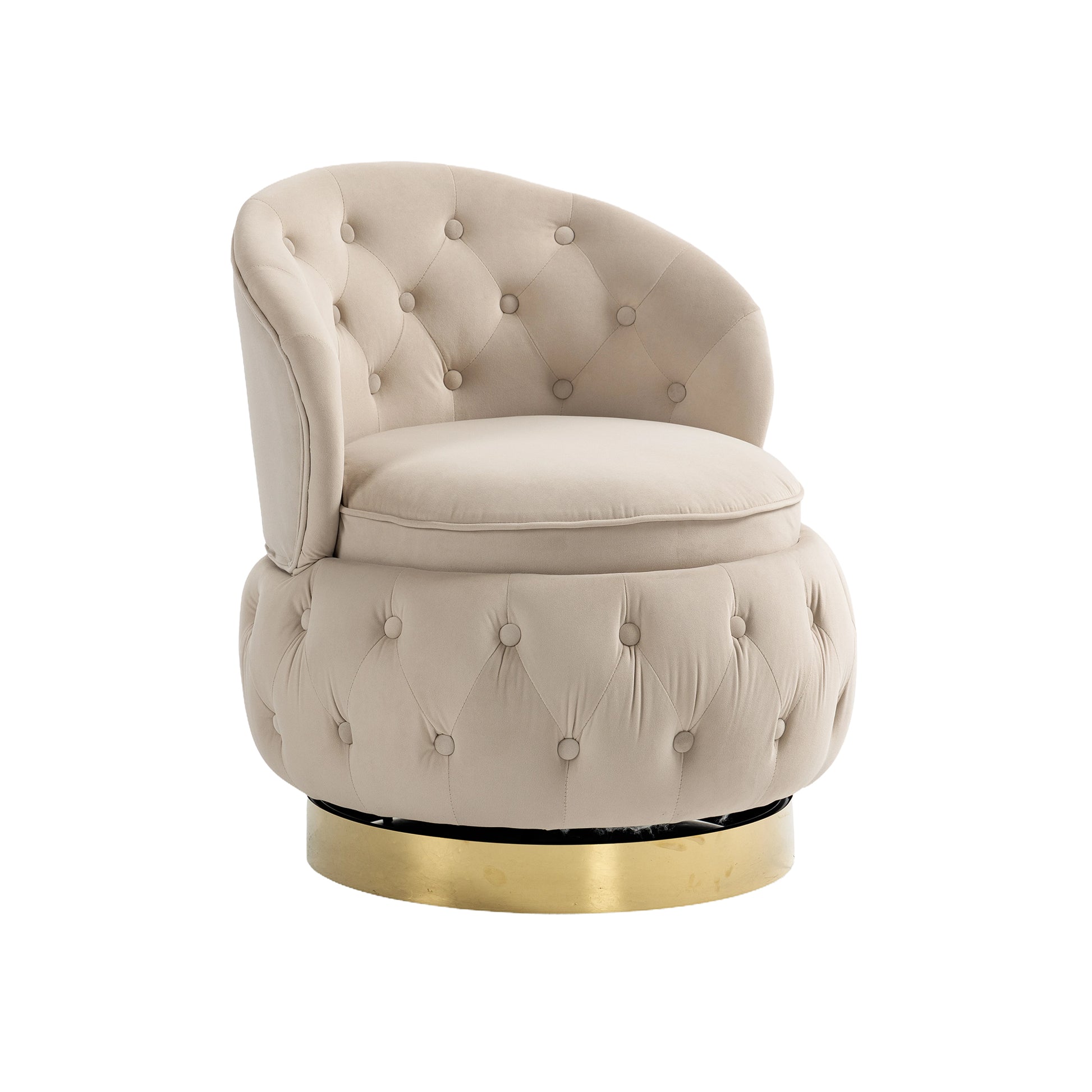 360 Degree Swivel Cuddle Barrel Accent Storage Chairs, Round Armchairs With Wide Upholstered, Fluffy Velvet Fabric Chair For Living Room, Bedroom, Office, Waiting Rooms Beige Primary Living Space Foam Velvet