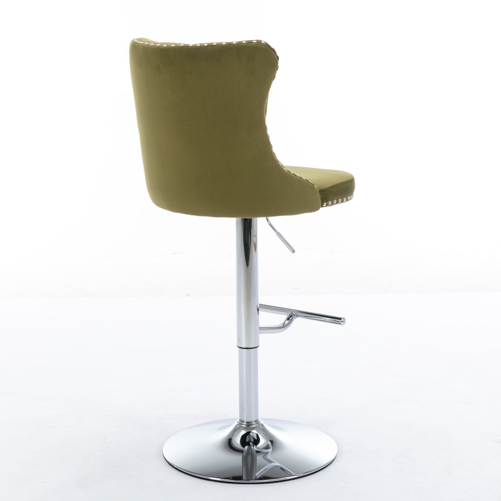 Swivel Velvet Barstools Adjusatble Seat Height From 25 33 Inch, Modern Upholstered Chrome Base Bar Stools With Backs Comfortable Tufted For Home Pub And Kitchen Island, Olive Green,Set Of 2,1712Ol Olive Green Dining Room American Design Bar Stools Foam