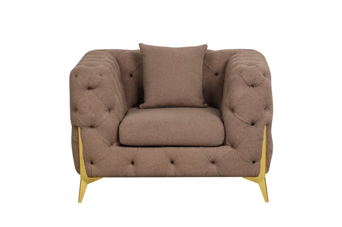 Contempo Modern Style Buckle Fabric Chair Made With Wood In Brown Brown Primary Living Space Contemporary Faux Fur Wood