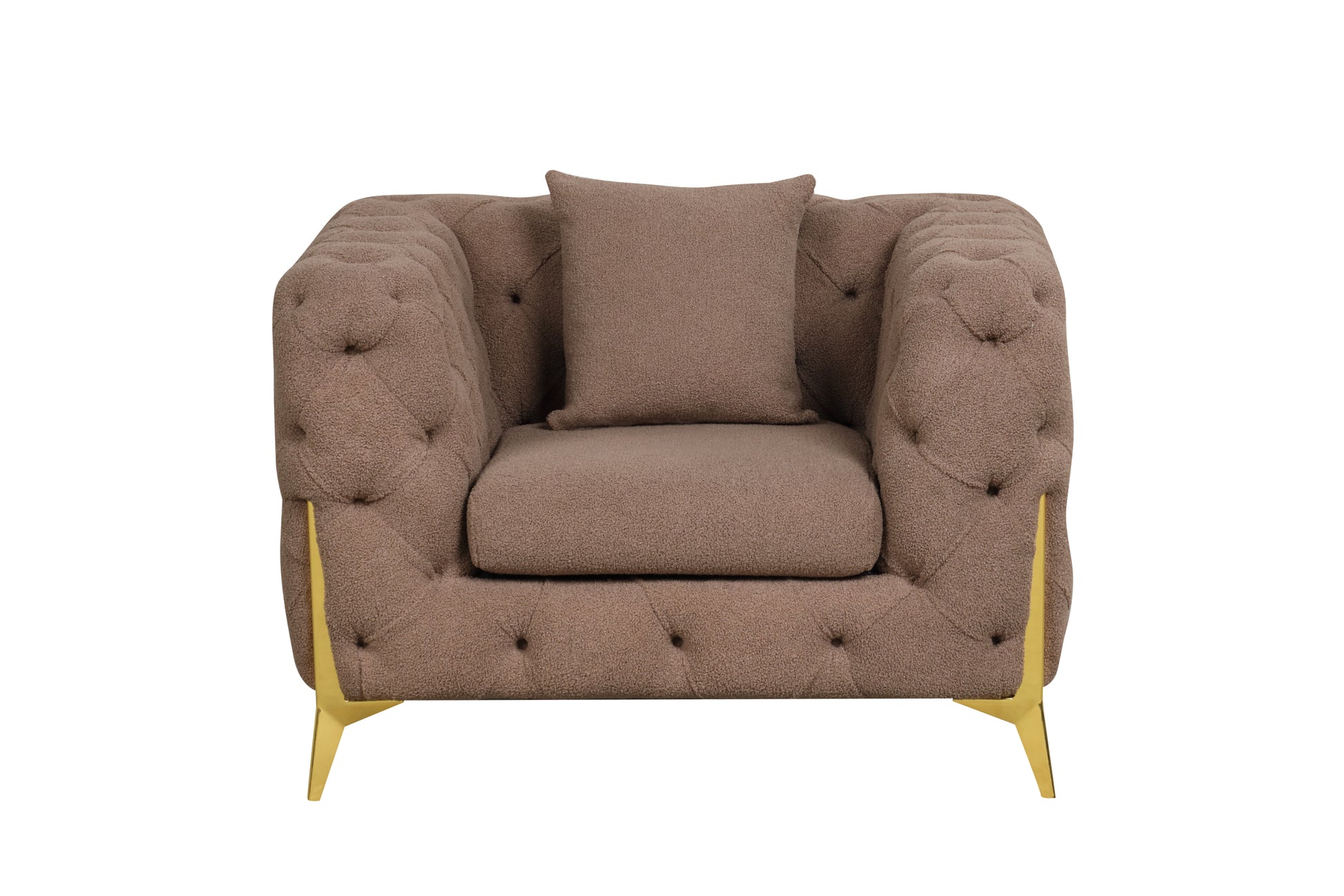 Contempo Modern Style Buckle Fabric Chair Made With Wood In Brown Brown Primary Living Space Contemporary Faux Fur Wood