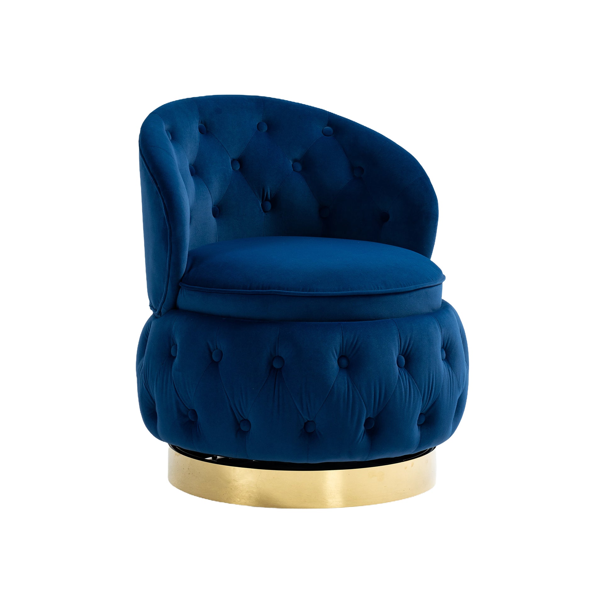 360 Degree Swivel Cuddle Barrel Accent Storage Chairs, Round Armchairs With Wide Upholstered, Fluffy Velvet Fabric Chair For Living Room, Bedroom, Office, Waiting Rooms Navy Primary Living Space Foam Velvet