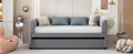 Twin Size Upholstered Daybed With Ergonomic Design Backrest And Trundle, Gray Gray Velvet