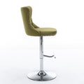 Swivel Velvet Barstools Adjusatble Seat Height From 25 33 Inch, Modern Upholstered Chrome Base Bar Stools With Backs Comfortable Tufted For Home Pub And Kitchen Island, Olive Green,Set Of 2,1712Ol Olive Green Dining Room American Design Bar Stools Foam