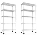 2 Pack 5 Tier Shelf Wire Shelving Unit, Nsf Heavy Duty Wire Shelf Metal Large Storage Shelves Height Adjustable Utility For Garage Kitchen Office Commercial Shelving Steel Layer Shelf White White