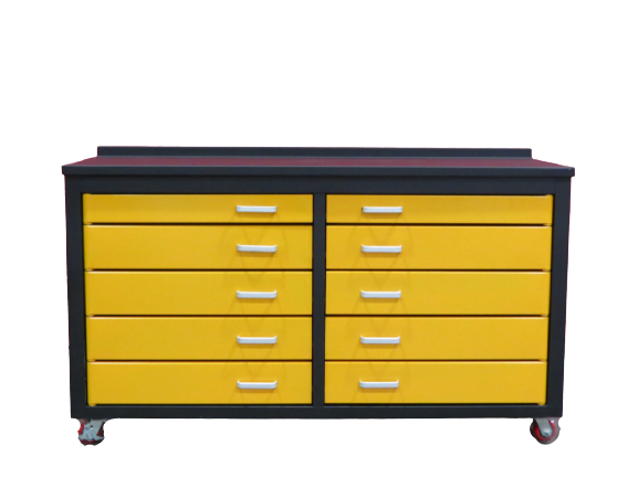 6Ft Storage Cabinet With Workbench 10 Drawers Yellow American Design Steel Steel