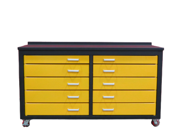 6Ft Storage Cabinet With Workbench 10 Drawers Yellow American Design Steel Steel