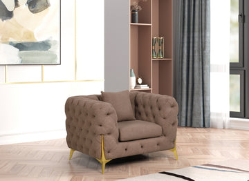 Contempo Modern Style Buckle Fabric Chair Made With Wood In Brown Brown Primary Living Space Contemporary Faux Fur Wood
