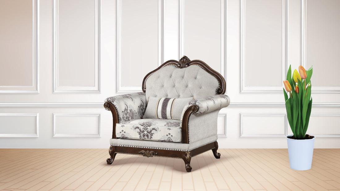 Gloria Traditional Style Button Tufted Chair White Primary Living Space Traditional Wood