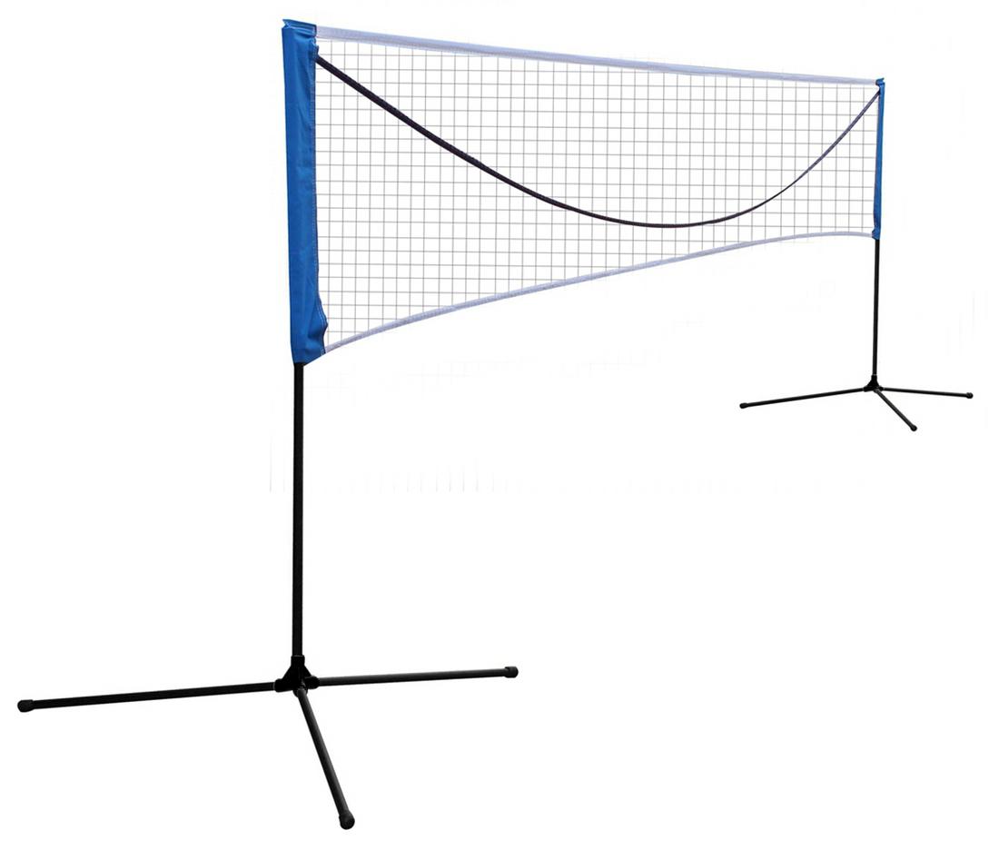 Portable Large Volleyball Badminton Tennis Net With Carrying Bag Stand Frame 10Ft Black Iron