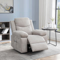 Power Recliner Chair With Adjustable Massage Function, Velvet Electric Power Chair For Elderly With One Side Pockets, Recliner Chair With Heating System For Living Room,Beige Beige Velvet