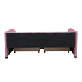 Twin Size Upholstered Daybed With Ergonomic Design Backrest And 2 Drawers, Pink Pink Velvet