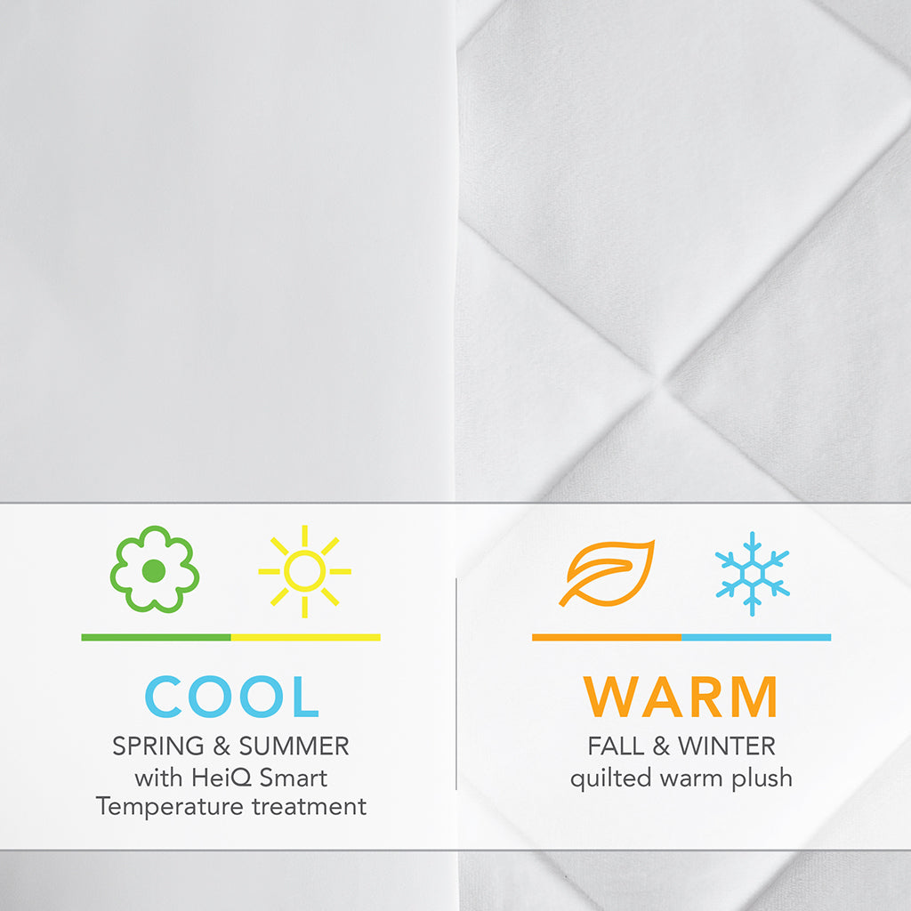 Cool Warm Reversible Waterproof And Stain Release Mattress Pad White Polyester