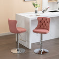 Swivel Velvet Barstools Adjusatble Seat Height From 25 33 Inch, Modern Upholstered Chrome Base Bar Stools With Backs Comfortable Tufted For Home Pub And Kitchen Island, Pink,Set Of 2,1712Pk Pink Dining Room American Design Bar Stools Foam Velvet