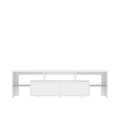 High Gloss Tv Stand With Led Lights For Tvs Up To 65'', Modern Tv Console With Storage Cabinets For Living Room White 60 69 Inches Mdf