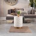 Luxe End Table Ivory Ivory Primary Living Space Modern Tabeltop Round Coffee & End Tables Round Solid Wood Mdf Wood Pedestal