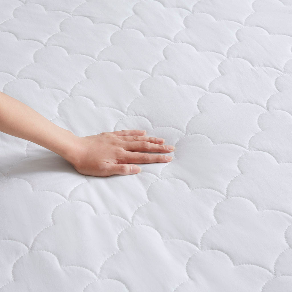 Cotton Percale Quilted Mattress Pad White Cotton