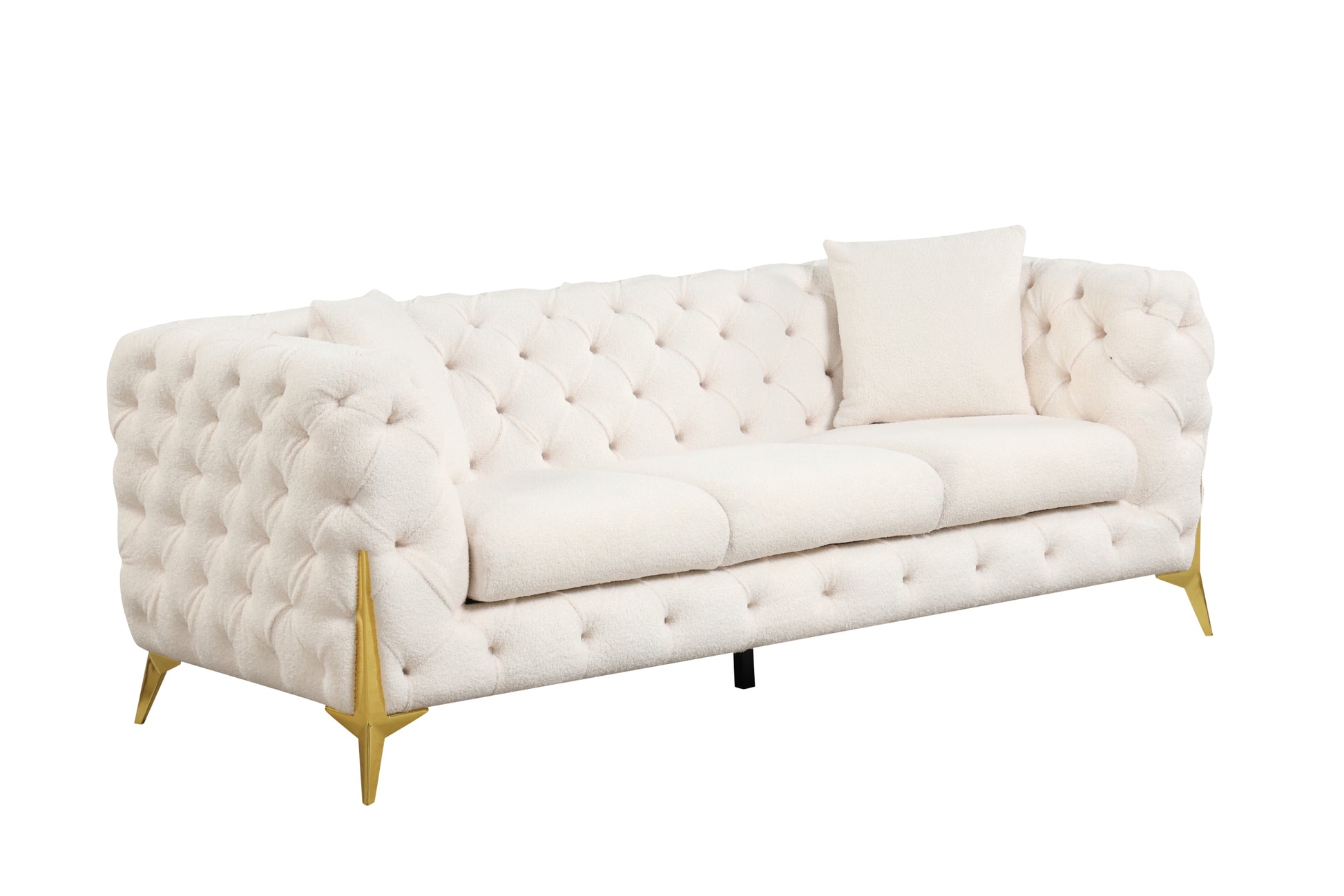 Contempo 3Pc Modern Living Room Set Made With Wood In Cream Cream Wood Primary Living Space Contemporary Faux Fur Wood