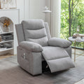 Power Recliner Chair With Adjustable Massage Function, Velvet Electric Power Chair For Elderly With One Side Pockets, Recliner Chair With Heating System For Living Room,Light Gray Light Gray Velvet