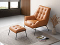 Zusa Accent Chair & Ottoman, Sandstone Top Grain Leather Ac02379 Brown Leather