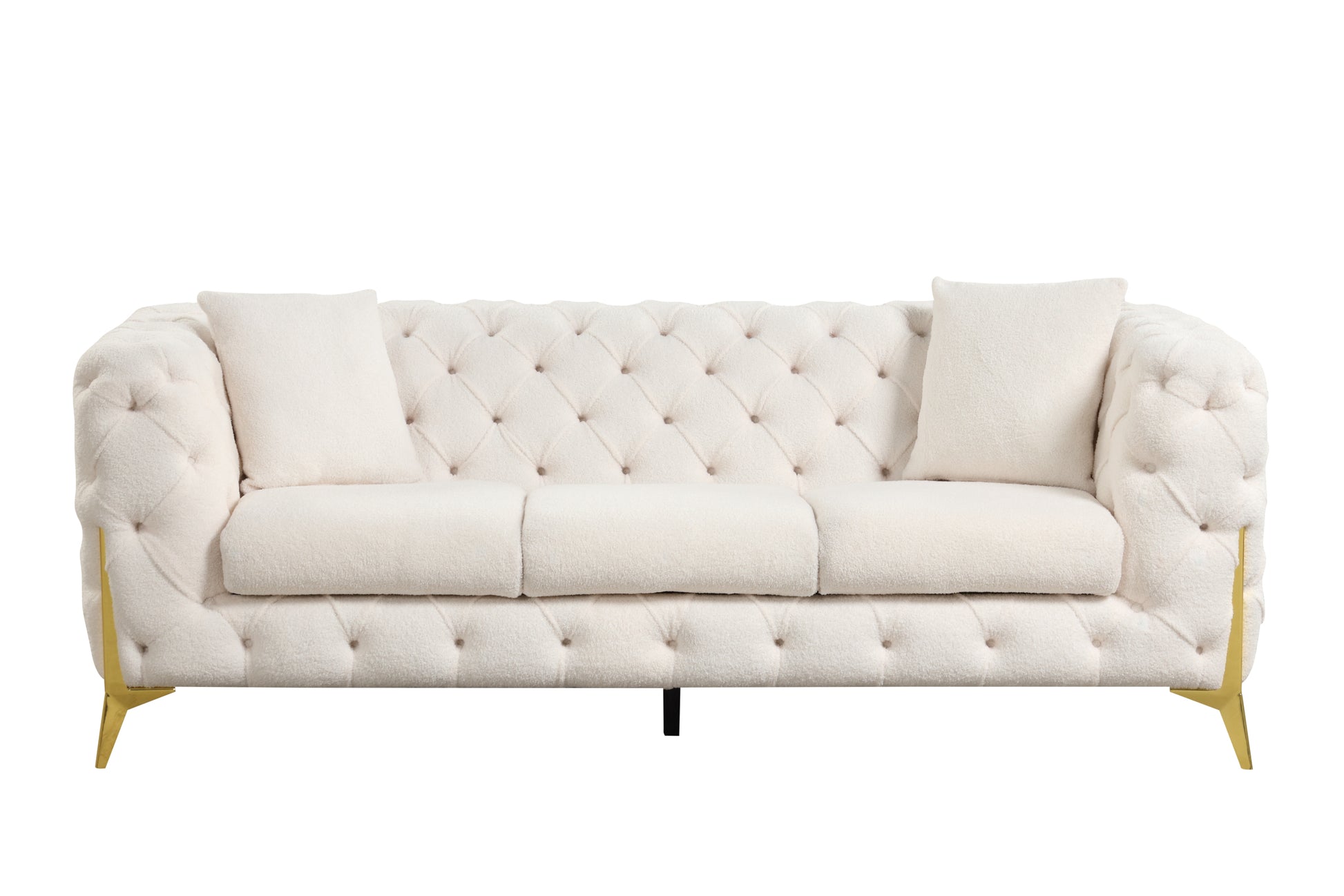 Contempo 3Pc Modern Living Room Set Made With Wood In Cream Cream Wood Primary Living Space Contemporary Faux Fur Wood
