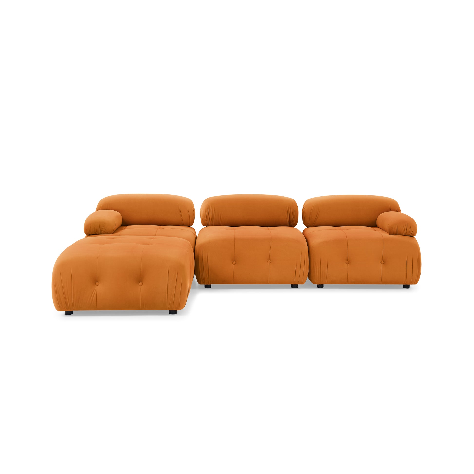 Modular Sectional Sofa, Button Tufted Designed And Diy Combination,L Shaped Couch With Reversible Ottoman, Orange Velvet Orange Velvet Wood Soft Tight Back Eucalyptus Pillow Top Arms Foam Spring