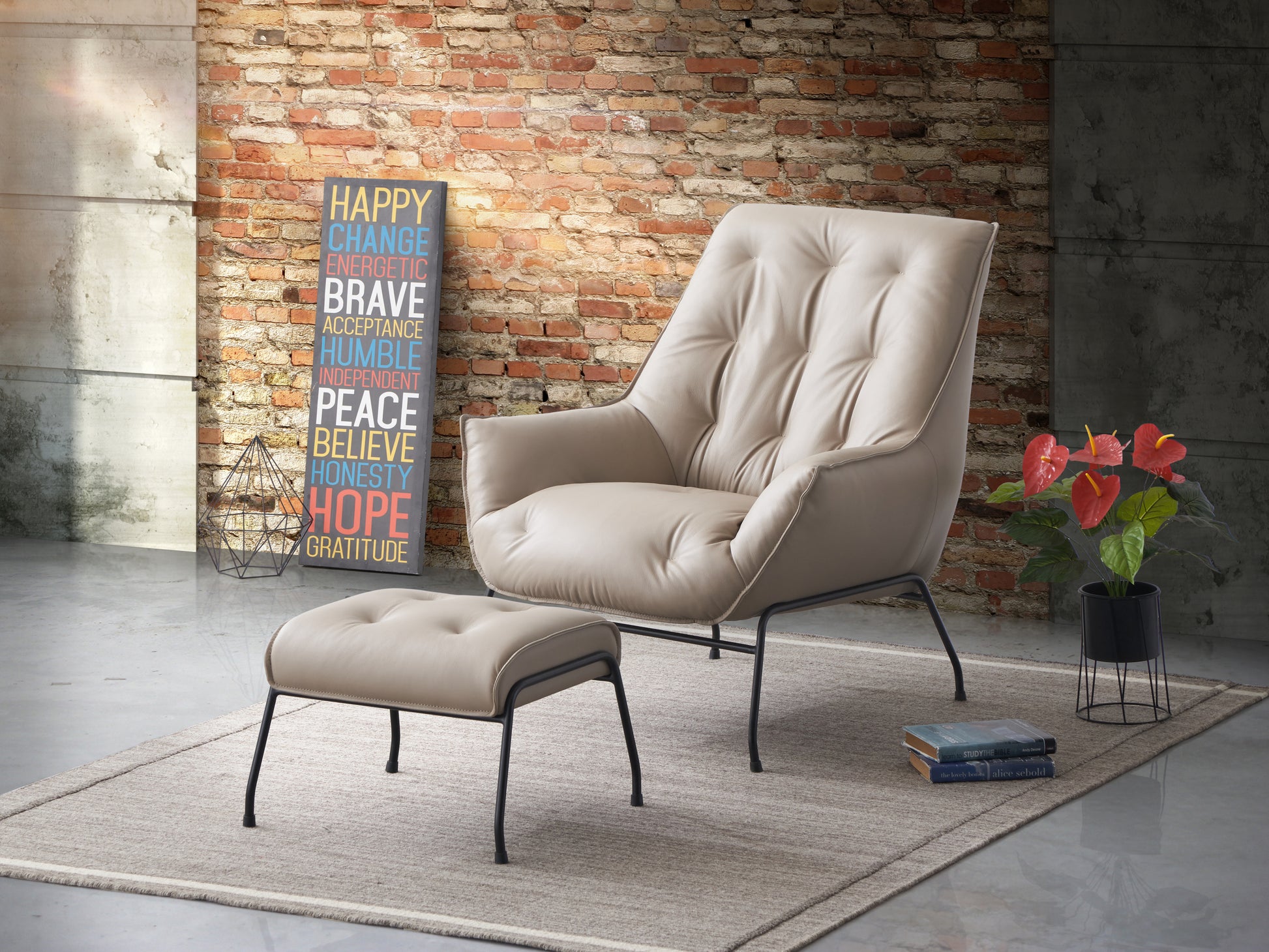 Zusa Accent Chair, Khaki Top Grain Leather Ac02381 Khaki Leather