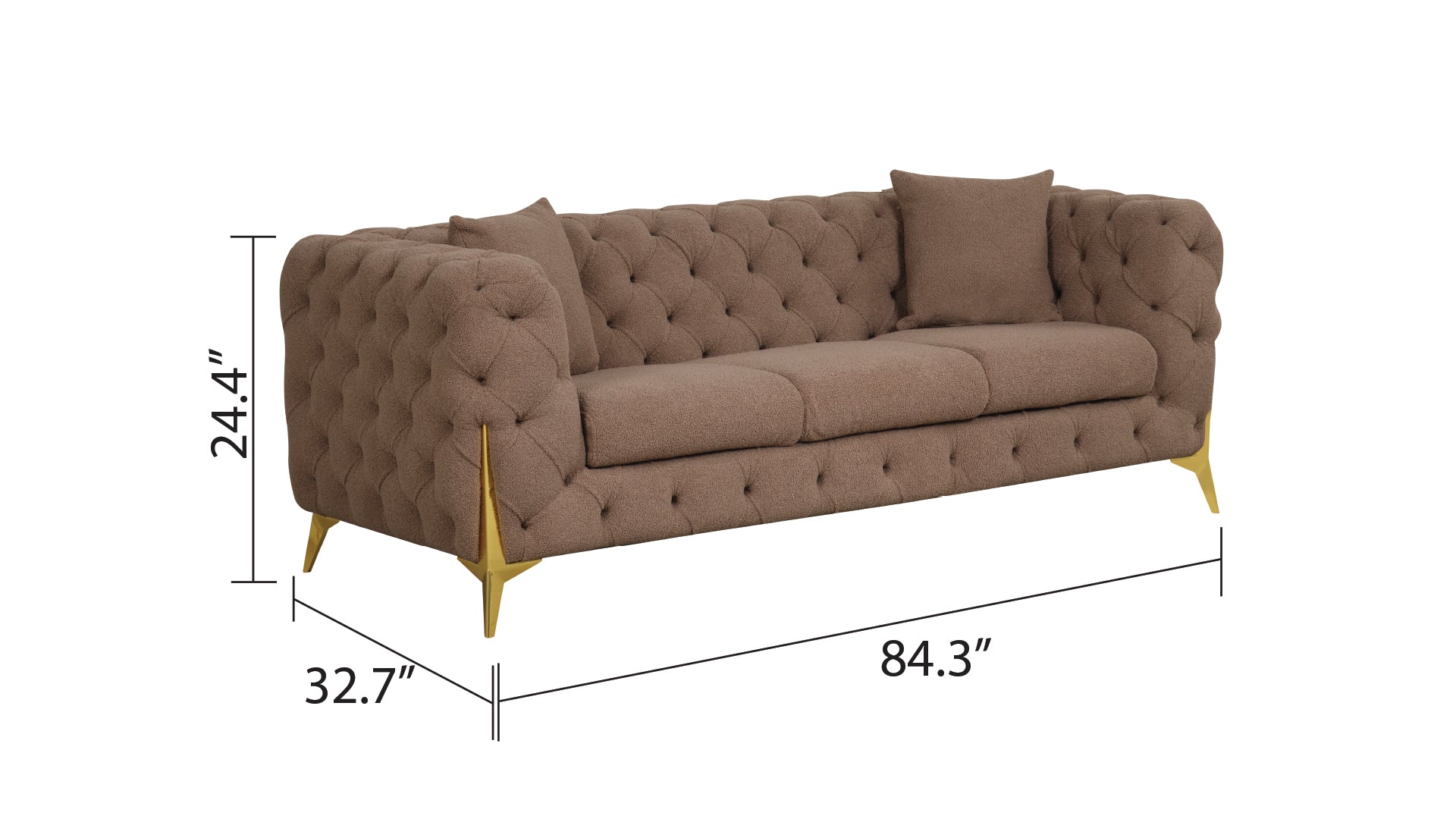 Contempo Modern Style Buckle Fabric Sofa Made With Wood In Brown Brown Wood Primary Living Space Contemporary Faux Fur Wood