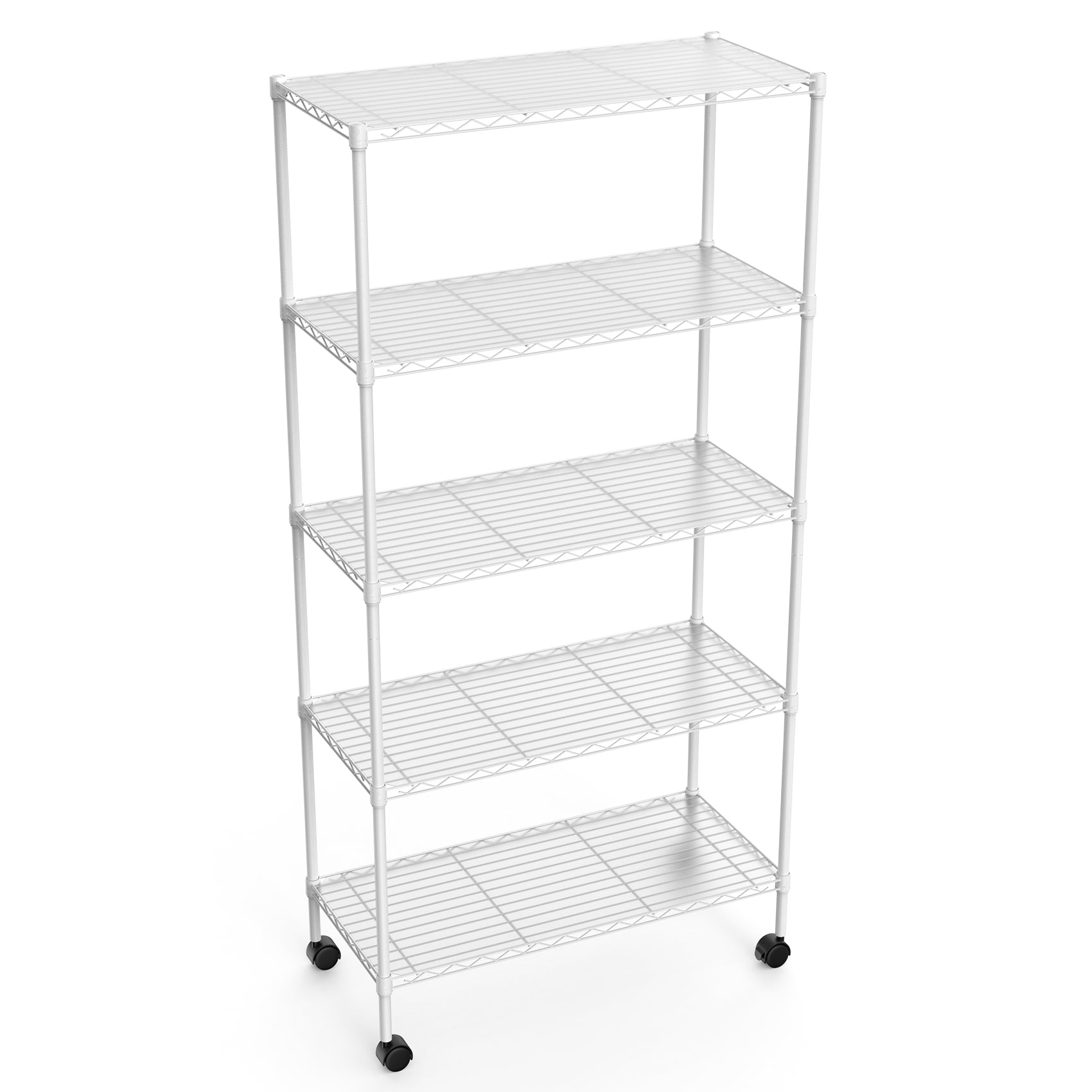 2 Pack 5 Tier Shelf Wire Shelving Unit, Nsf Heavy Duty Wire Shelf Metal Large Storage Shelves Height Adjustable Utility For Garage Kitchen Office Commercial Shelving Steel Layer Shelf White White